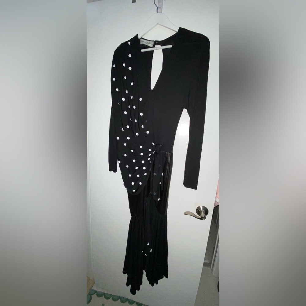 Vintage CIRCA 1985 BERNARD MALBRUNOT Paris France Dress Gown Size 40 Goth Luxury